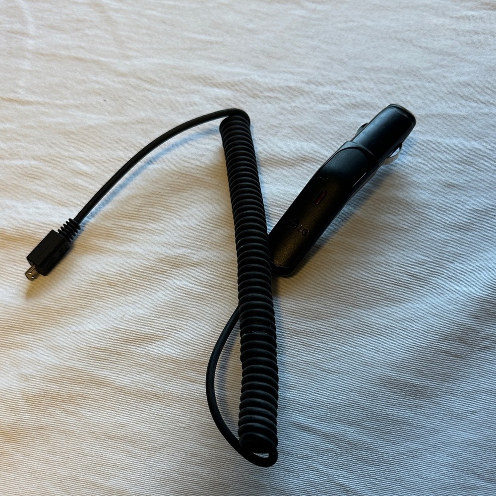 LG Black Car Charger with Coiled Cable